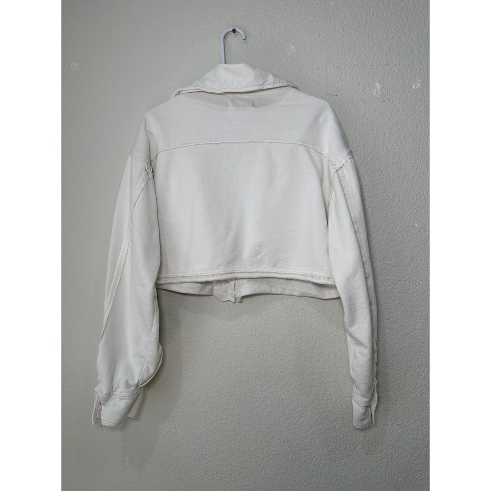 We The Free Free People White Cropped Cotton Shacket Jacket Small OB1125206 - Picture 9 of 10